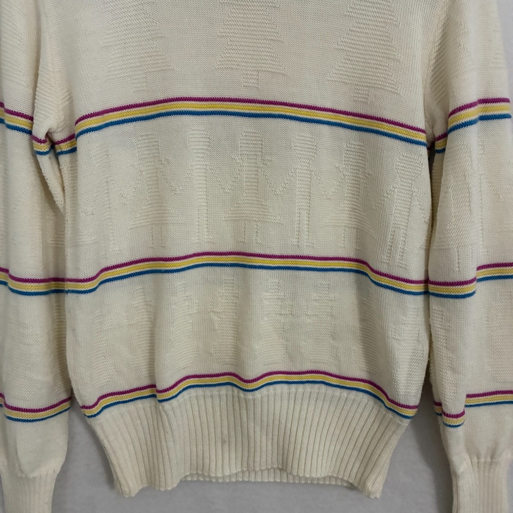 Vtg 80s Tyrolia by Head Wool Blend Sweater Womens Fits Like Size S Striped Ski - Picture 2 of 8